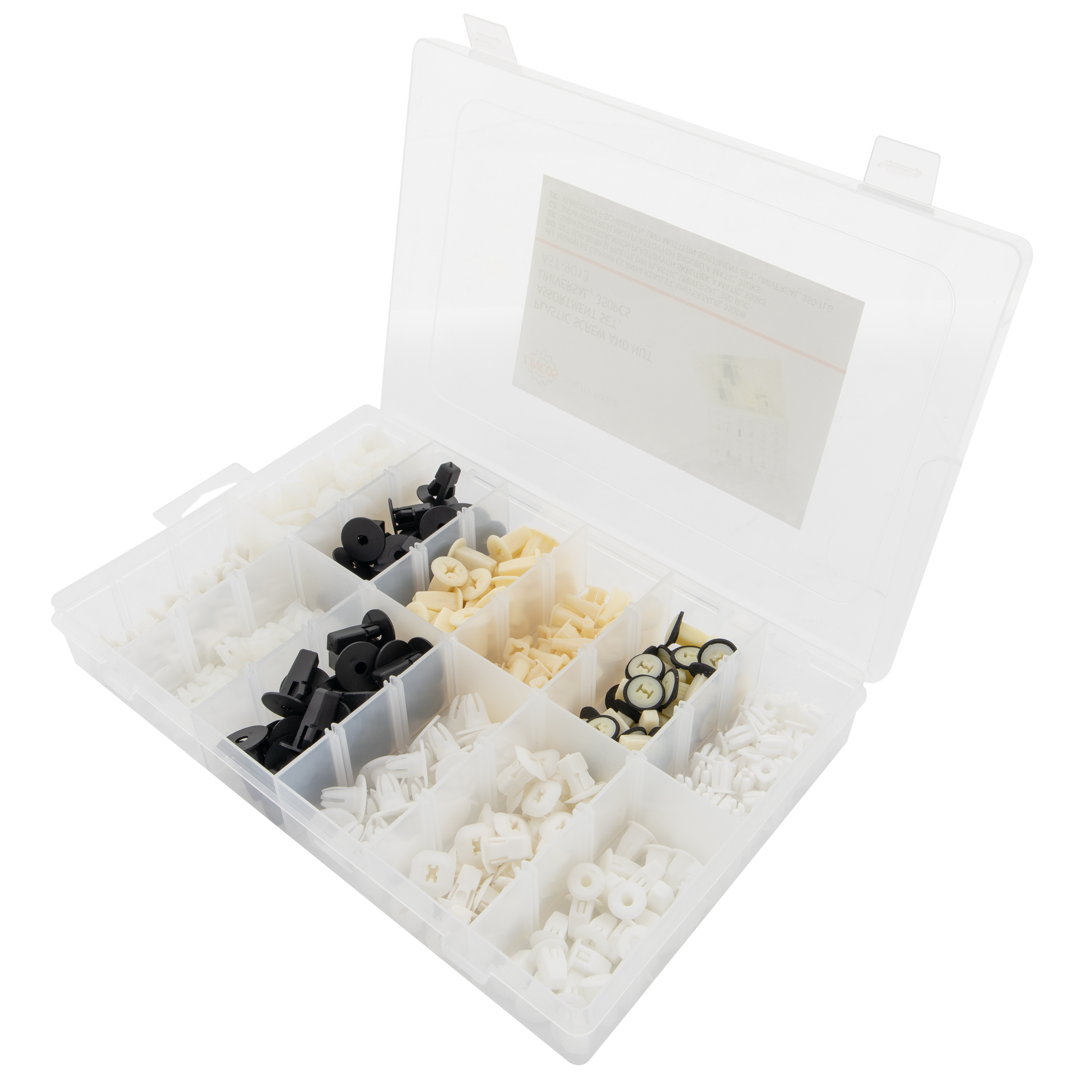 Plastic screw and nut assortment set, universal, 350pcs
