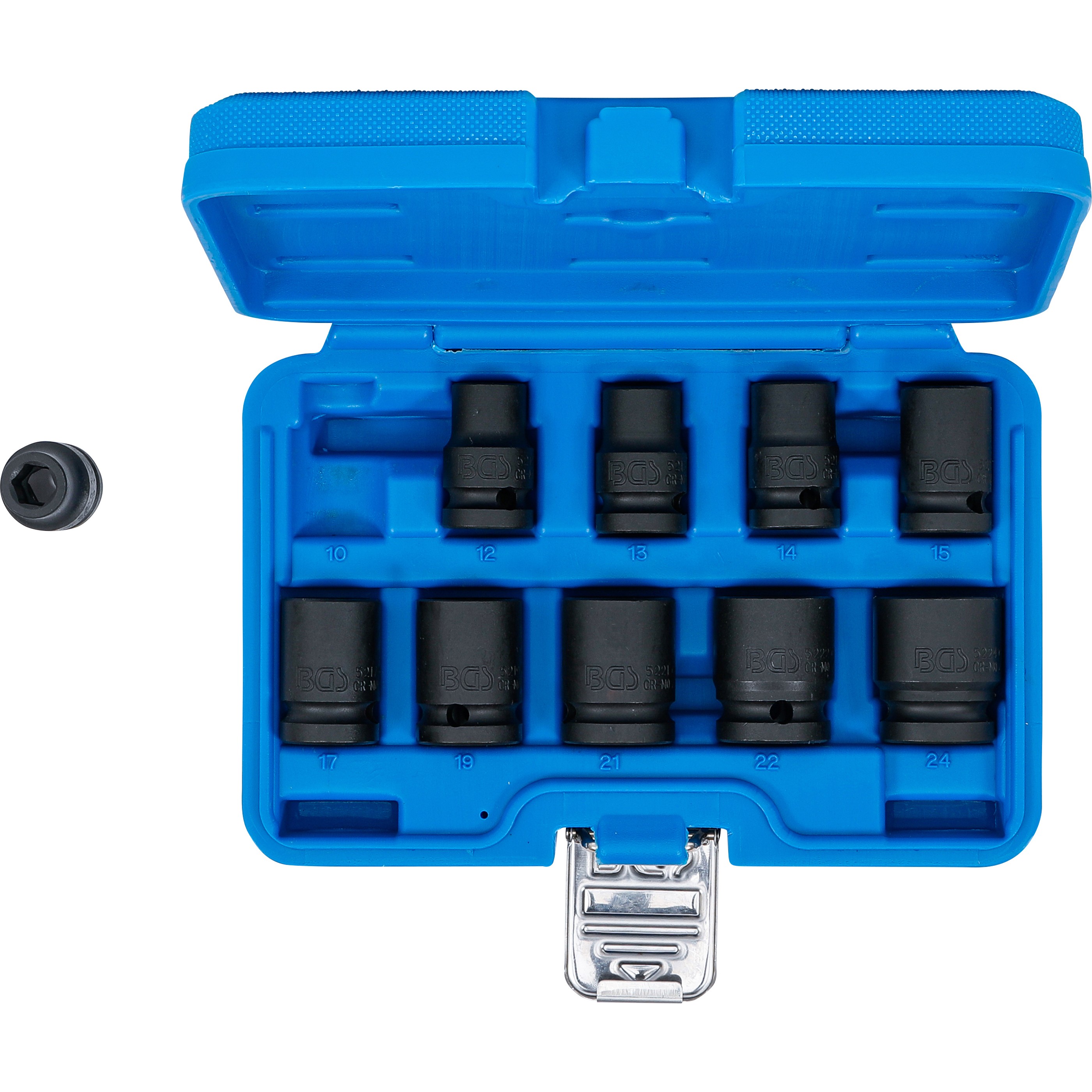 Impact Socket Set, Hexagon, 12.5 mm (1/2") Drive, 10-24mm, 10pcs - 2