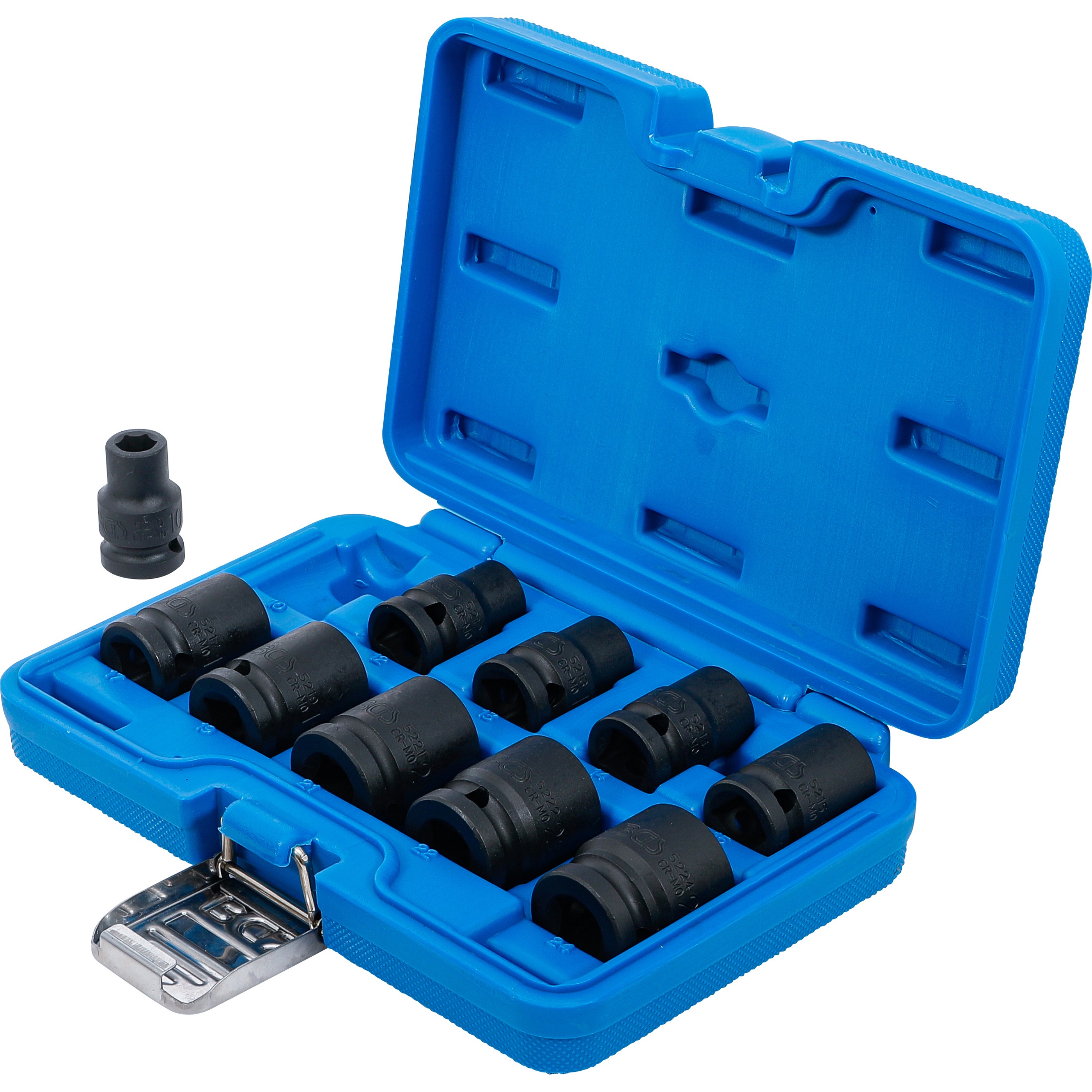 Impact Socket Set, Hexagon, 12.5 mm (1/2") Drive, 10-24mm, 10pcs