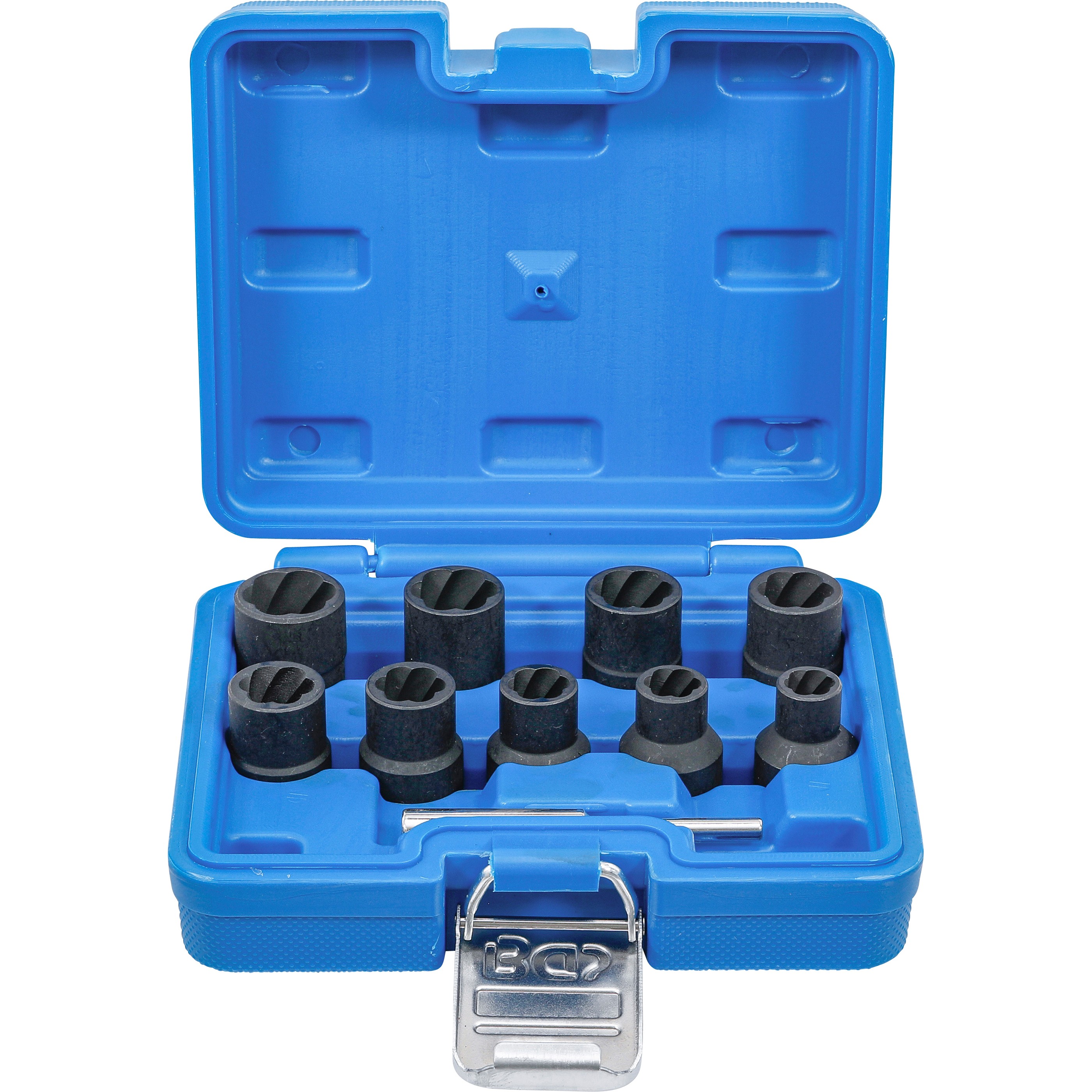 Twist socket set (spiral profile) / screw extractor, 1/2" drive, 10–19mm, 10pcs - 2