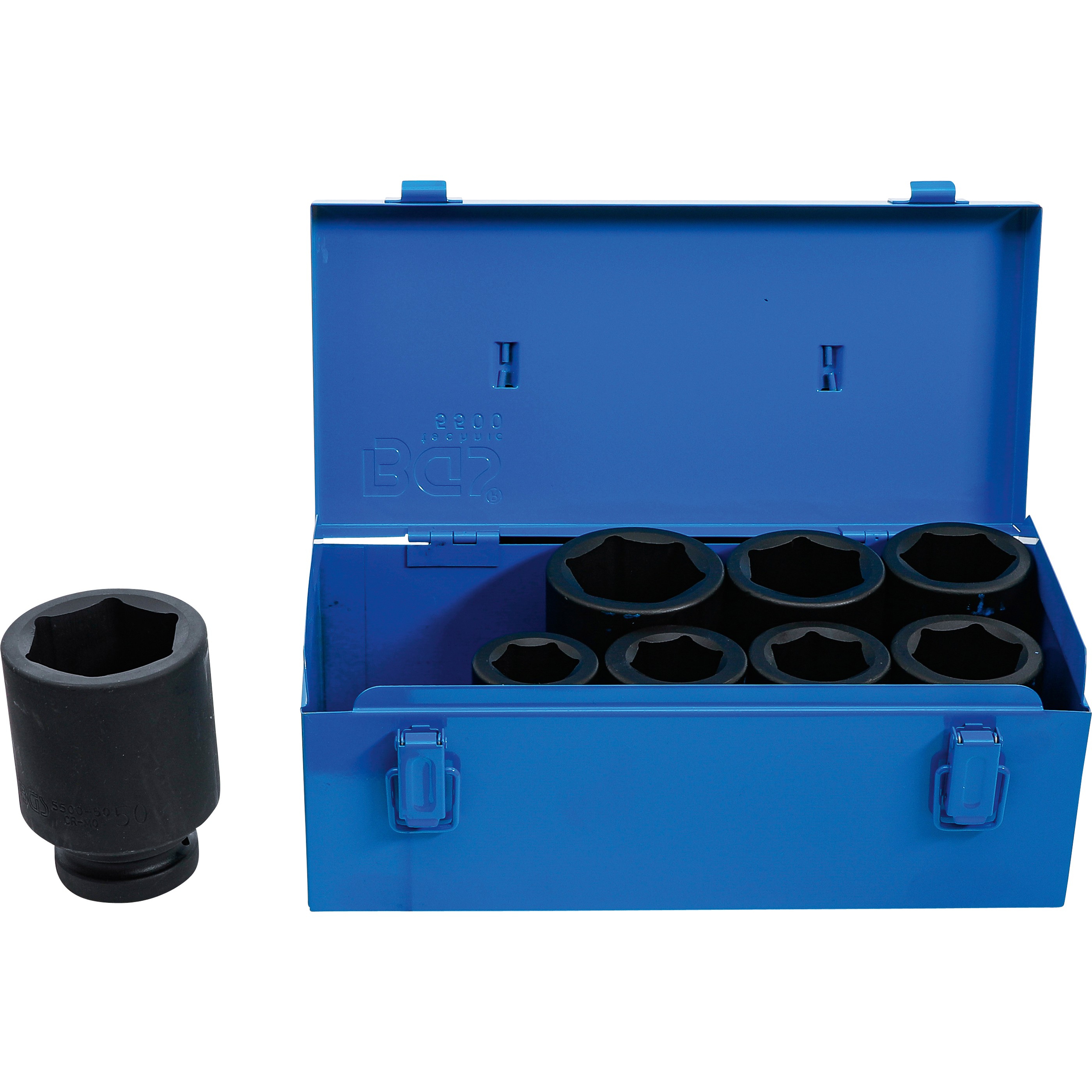 Impact socket set, hexagon, deep, 1" drive, 27–50mm, 8 pcs - 2