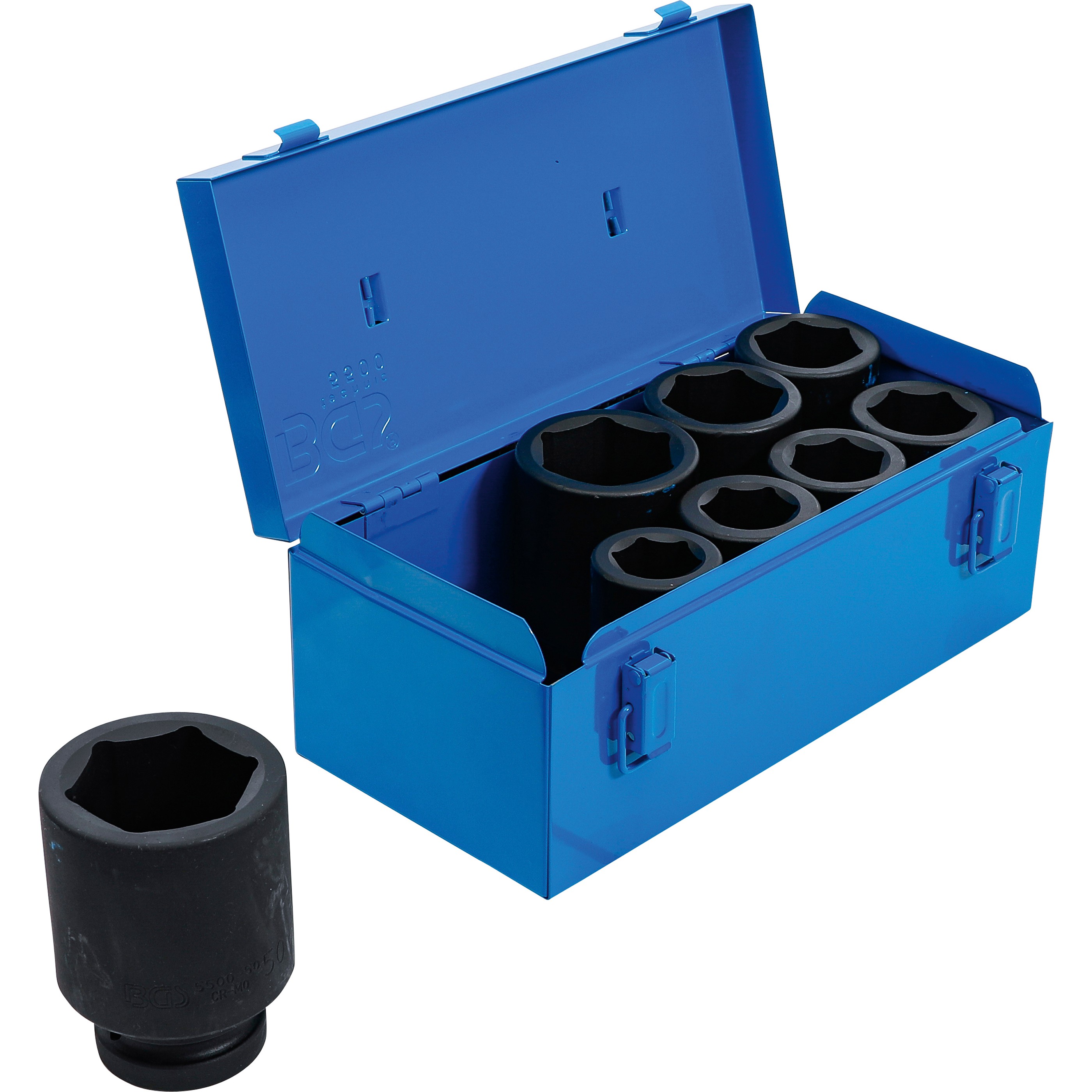 Impact socket set, hexagon, deep, 1" drive, 27–50mm, 8 pcs - 4
