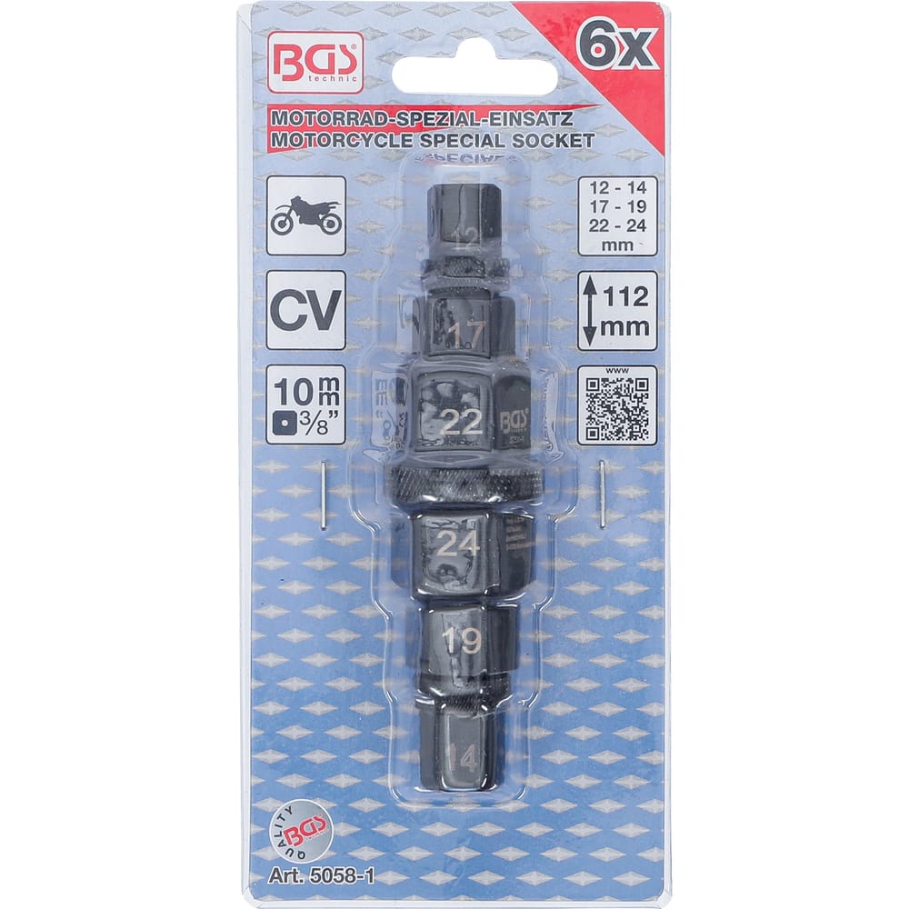 Motorcycle Special Socket, 3/8", 12 - 24 mm