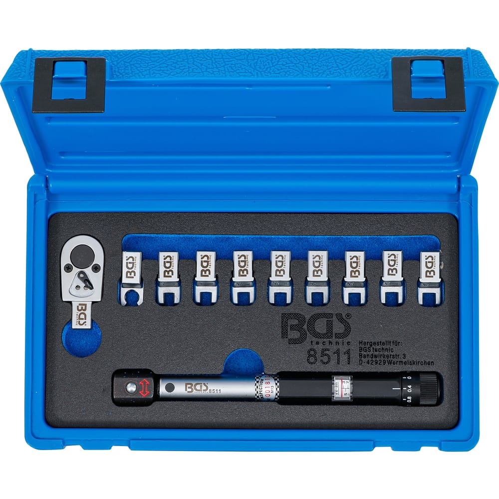 Spoke torque wrench with interchangeable heads 3-15 Nm