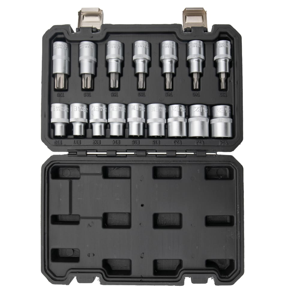 Sada hlavíc E-profil a bitov Torx, 1/2“, 17-dielna