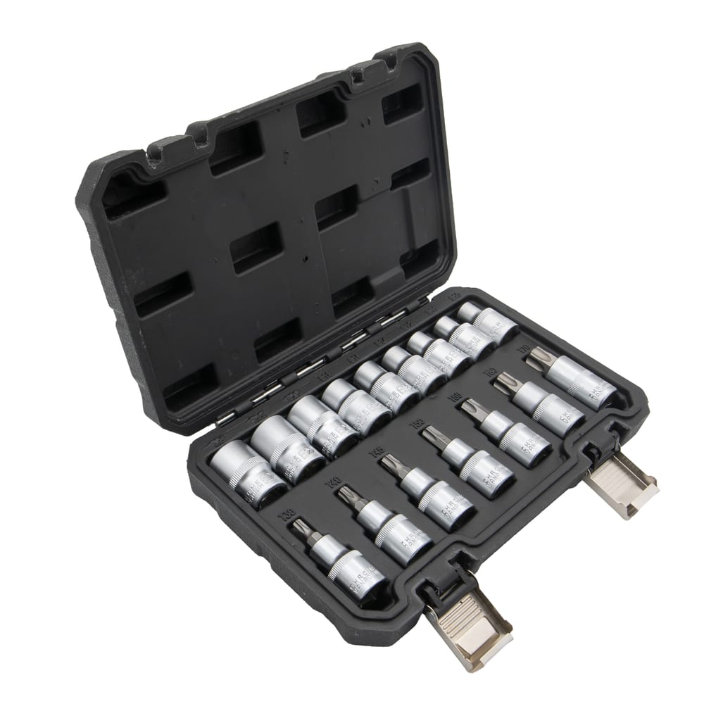 Sada hlavíc E-profil a bitov Torx, 1/2“, 17-dielna