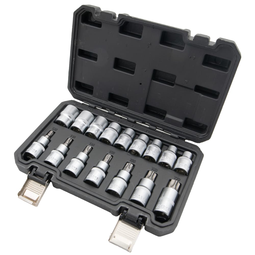 Sada hlavíc E-profil a bitov Torx, 1/2“, 17-dielna